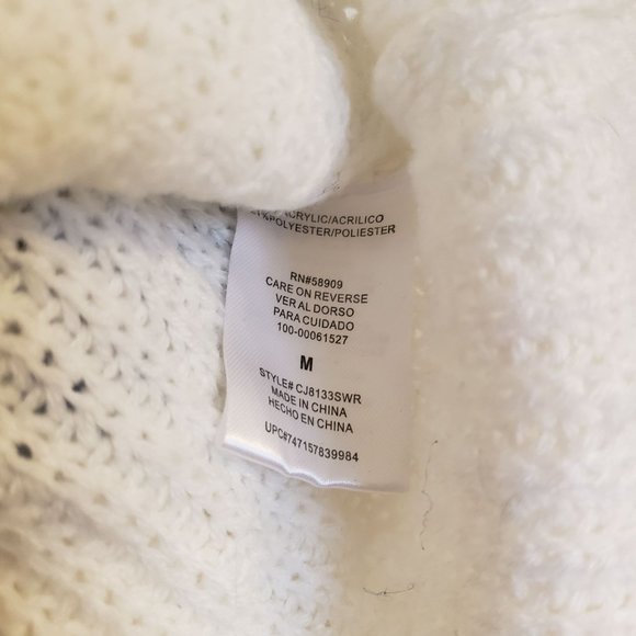 Copper key knit sweater size Medium cream blue striped fuzzy knit - Picture 6 of 10